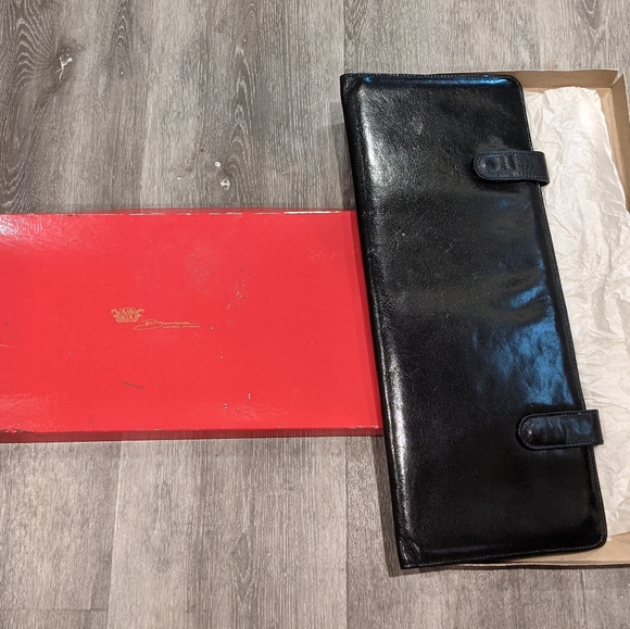Bosca Black Vintage Leather Tie Carry Holder